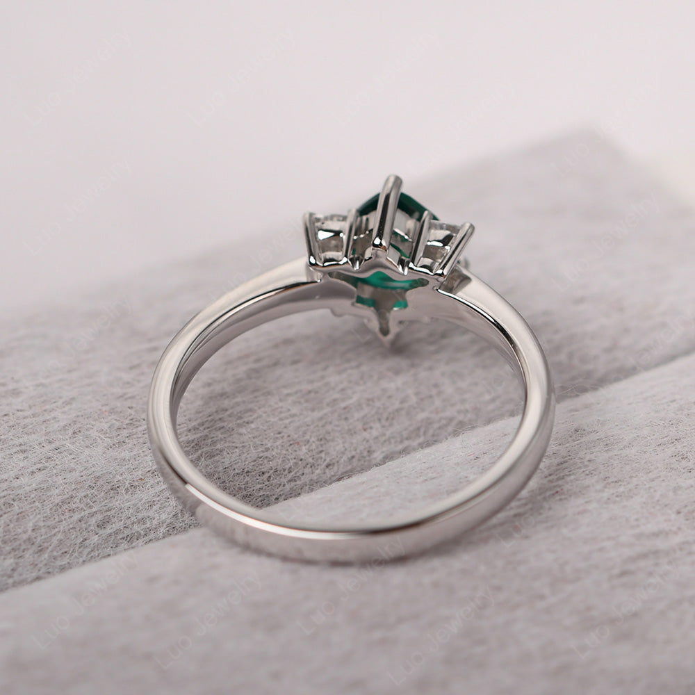 Six Point Star Ring Emerald Wedding Ring - LUO Jewelry