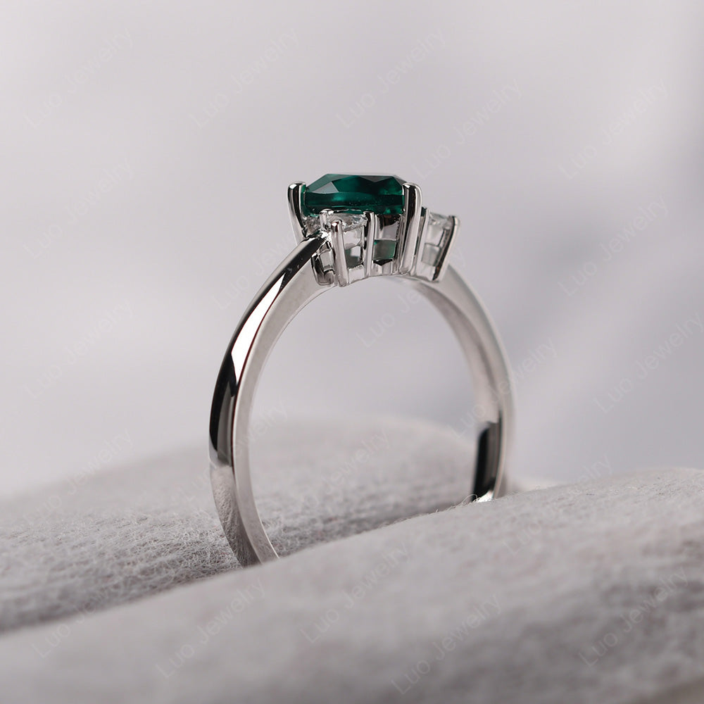 Six Point Star Ring Emerald Wedding Ring - LUO Jewelry