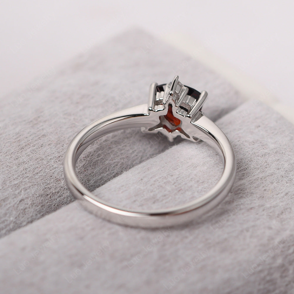 Six Point Star Ring Garnet Wedding Ring - LUO Jewelry
