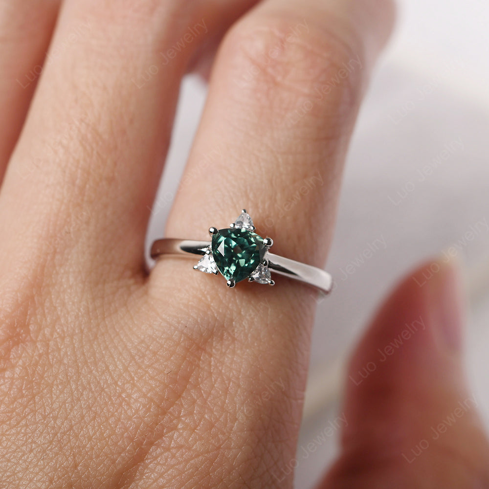 Six Point Star Ring Green Sapphire Wedding Ring - LUO Jewelry