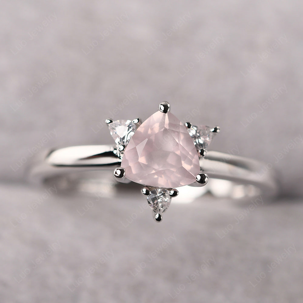 Six Point Star Ring Rose Quartz Wedding Ring - LUO Jewelry