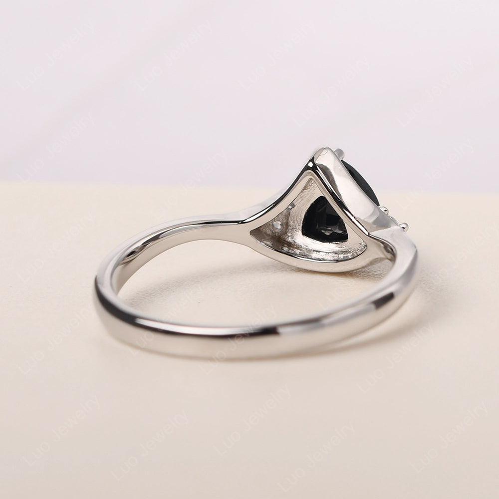 Black Spinel Ring Triangle Engagement Ring - LUO Jewelry