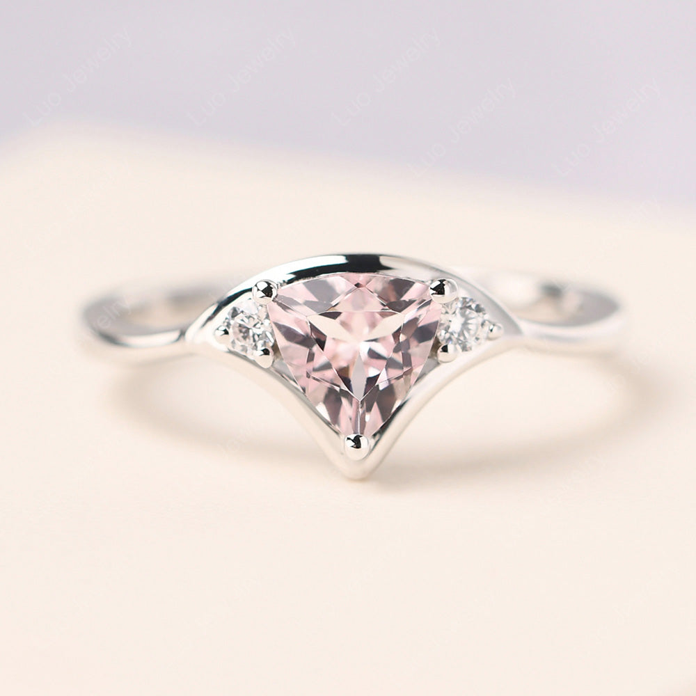 Morganite Ring Triangle Engagement Ring - LUO Jewelry