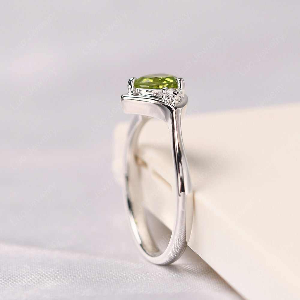 Peridot Ring Triangle Engagement Ring - LUO Jewelry