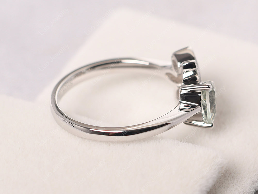 Trillion Cut Green Amethyst Flower Ring - LUO Jewelry