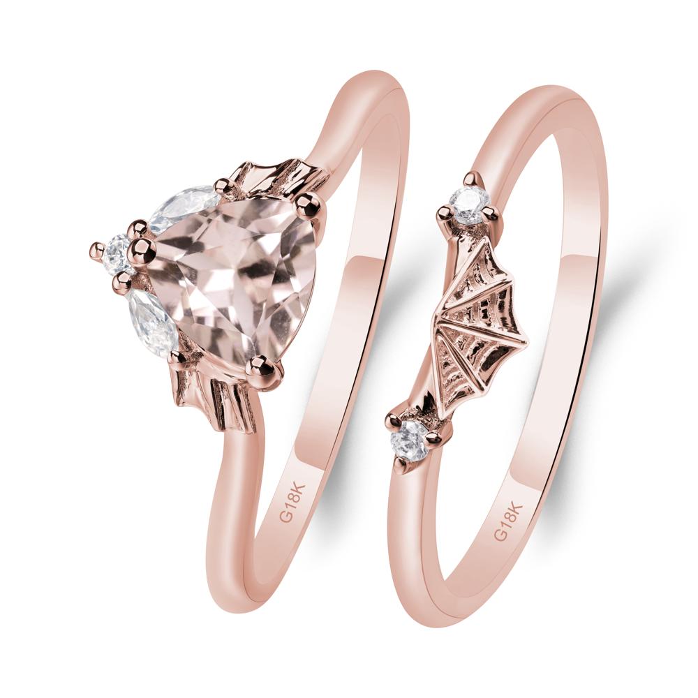 Bat and Spider Web Morganite Ring Set - LUO Jewelry #metal_18k rose gold