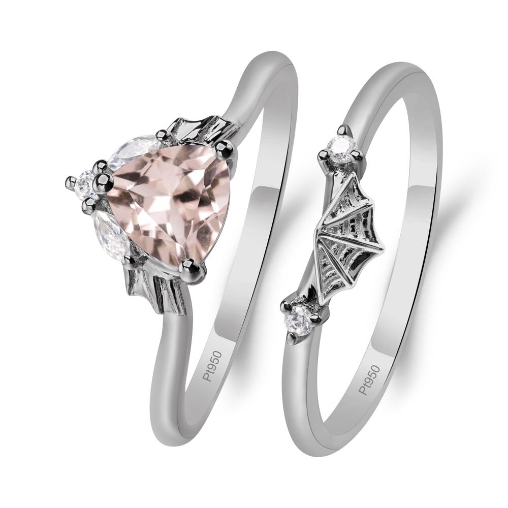 Bat and Spider Web Morganite Ring Set - LUO Jewelry #metal_platinum