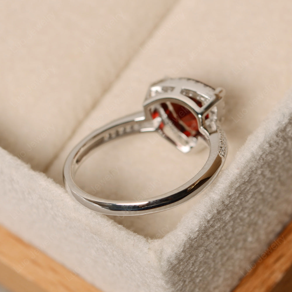 Garnet Trillion Cut Halo Engagement Ring - LUO Jewelry