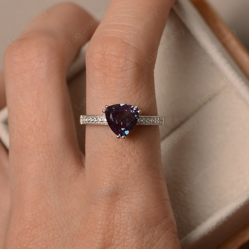 Trillion Cut Alexandrite Double Prong Ring - LUO Jewelry