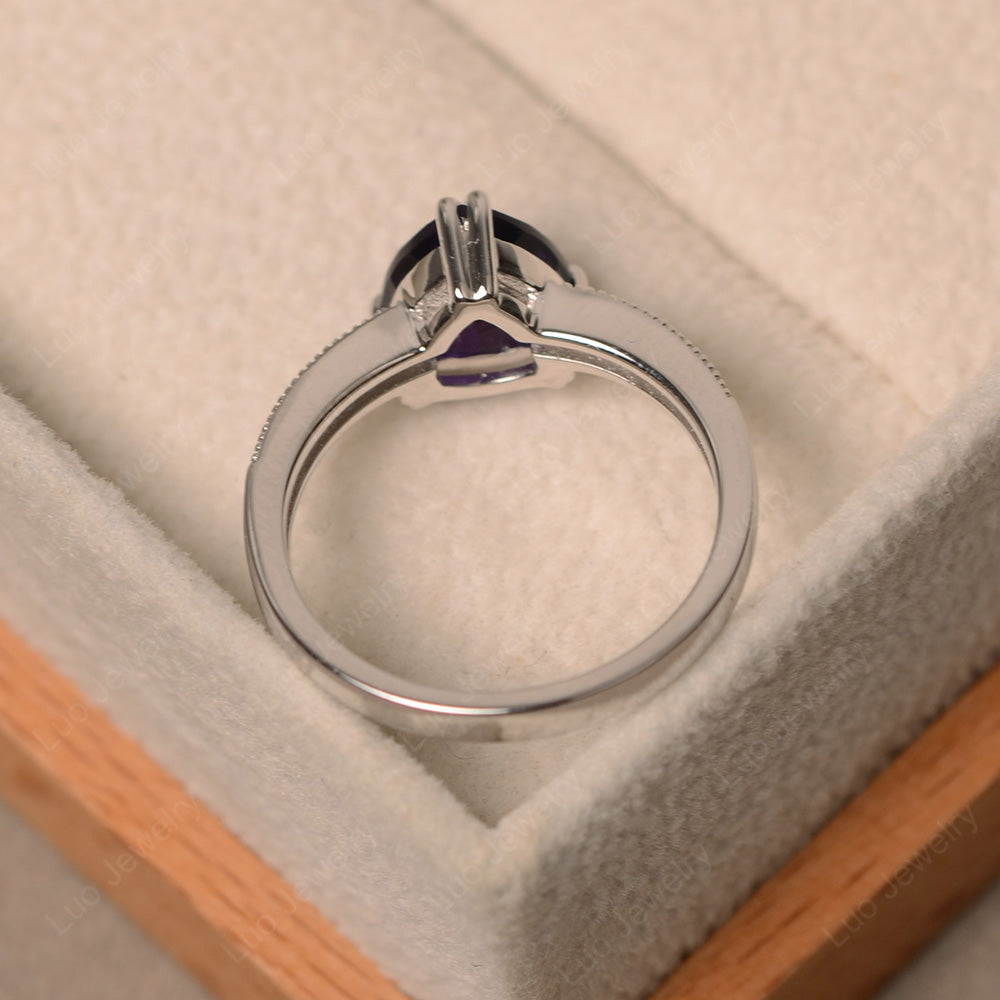 Trillion Cut Amethyst Double Prong Ring - LUO Jewelry