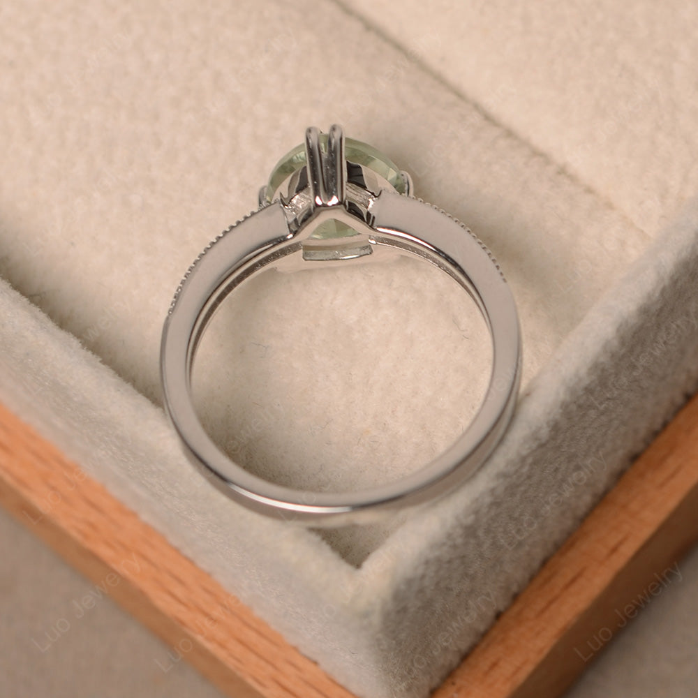 Trillion Cut Green Amethyst Double Prong Ring - LUO Jewelry