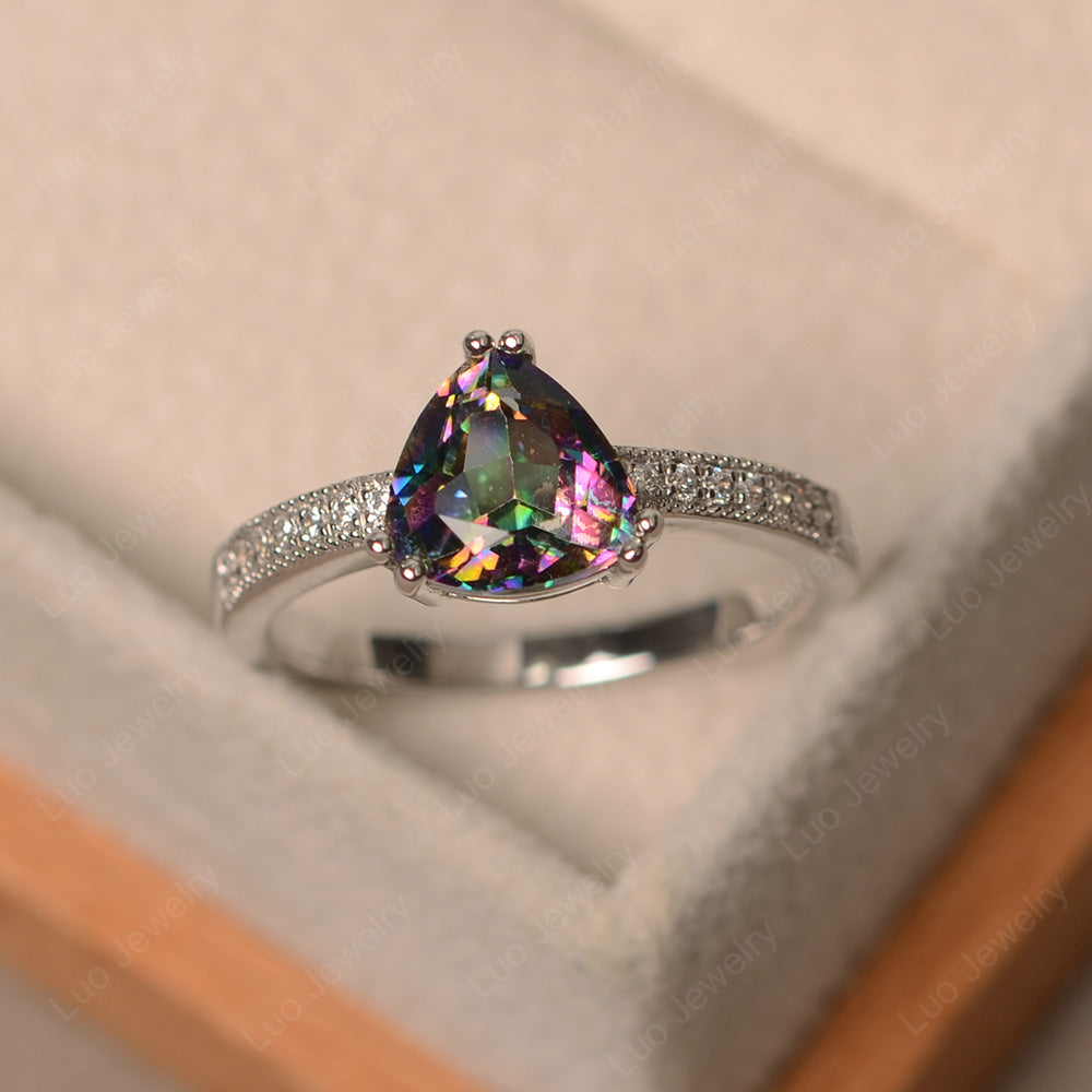 Trillion Cut Mystic Topaz Double Prong Ring - LUO Jewelry
