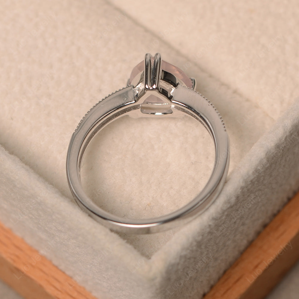 Trillion Cut Rose Quartz Double Prong Ring - LUO Jewelry