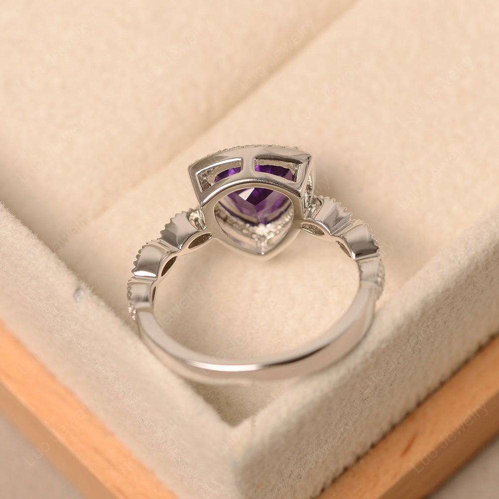 Trillion Cut Amethyst Cocktail Halo Ring - LUO Jewelry