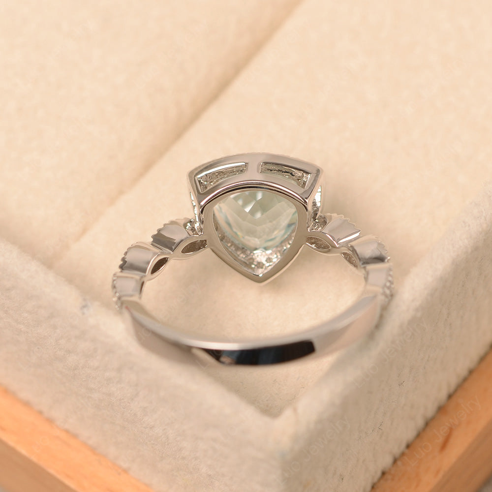 Trillion Cut Aquamarine Cocktail Halo Ring - LUO Jewelry