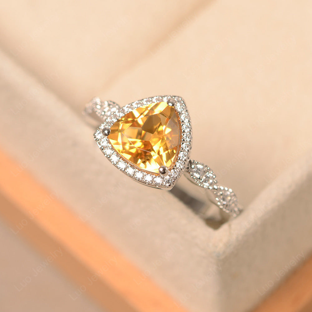 Trillion Cut Citrine Cocktail Halo Ring - LUO Jewelry