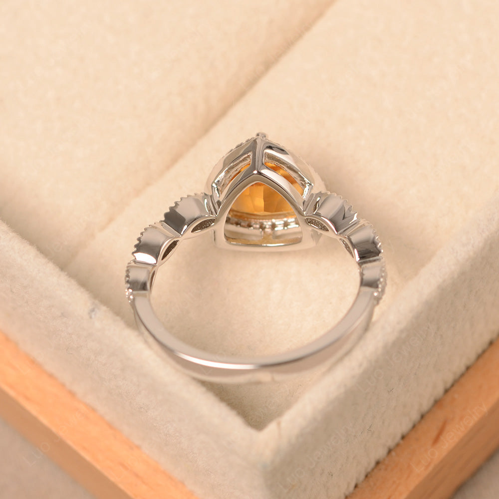 Trillion Cut Citrine Cocktail Halo Ring - LUO Jewelry