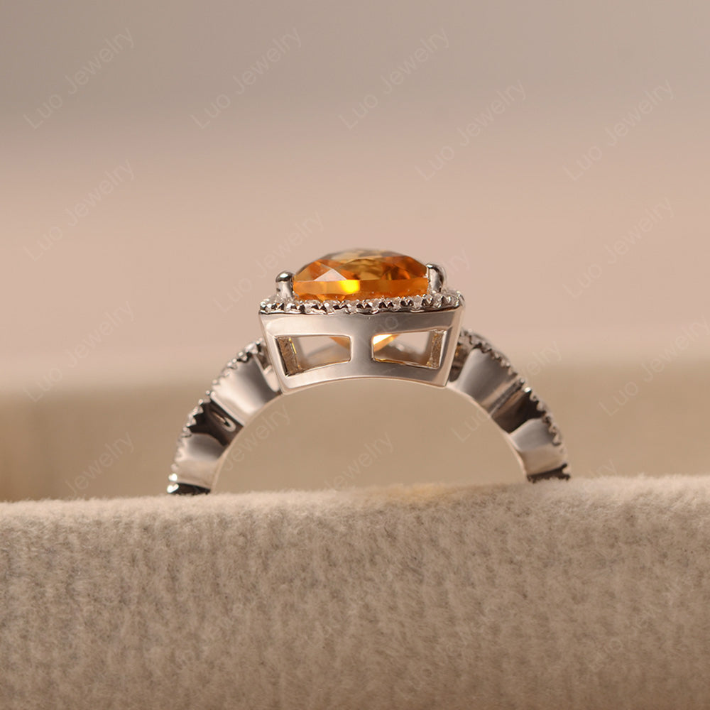 Trillion Cut Citrine Cocktail Halo Ring - LUO Jewelry