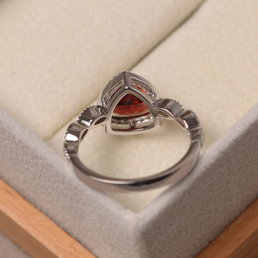 Trillion Cut Garnet Cocktail Halo Ring - LUO Jewelry