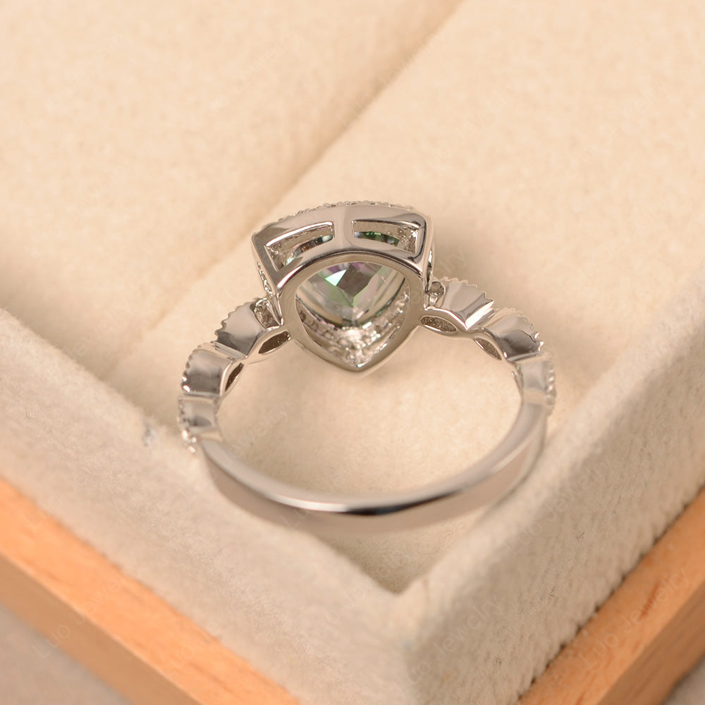 Trillion Cut Mystic Topaz Cocktail Halo Ring - LUO Jewelry