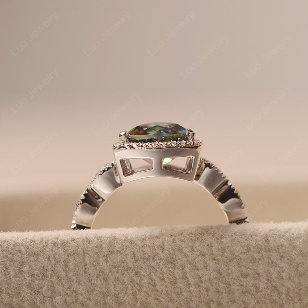 Trillion Cut Mystic Topaz Cocktail Halo Ring - LUO Jewelry
