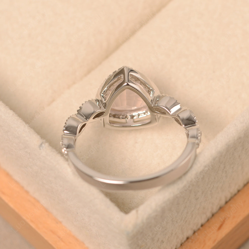 Trillion Cut Rose Quartz Cocktail Halo Ring - LUO Jewelry