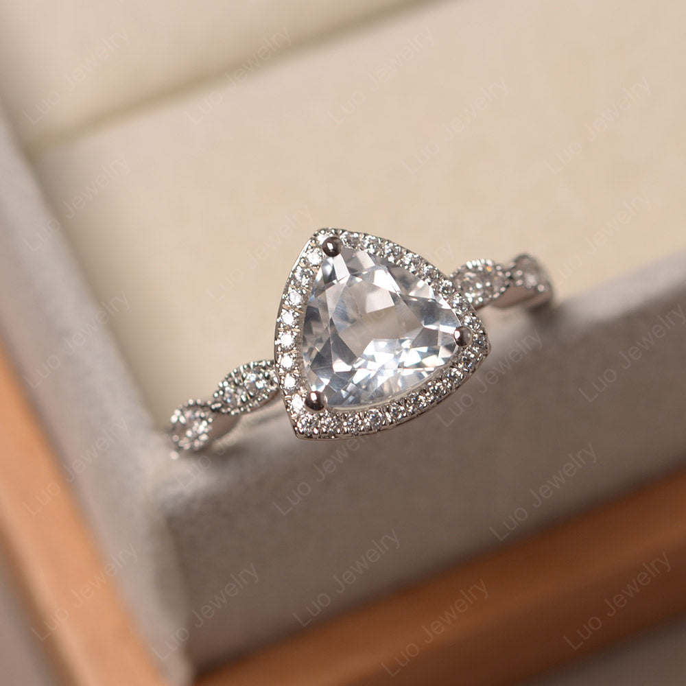 Trillion Cut White Topaz Cocktail Halo Ring - LUO Jewelry
