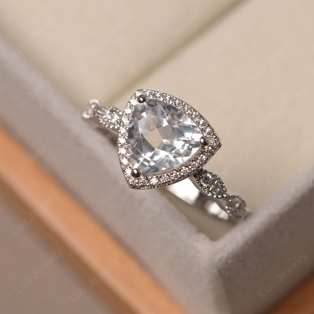 Trillion Cut White Topaz Cocktail Halo Ring - LUO Jewelry