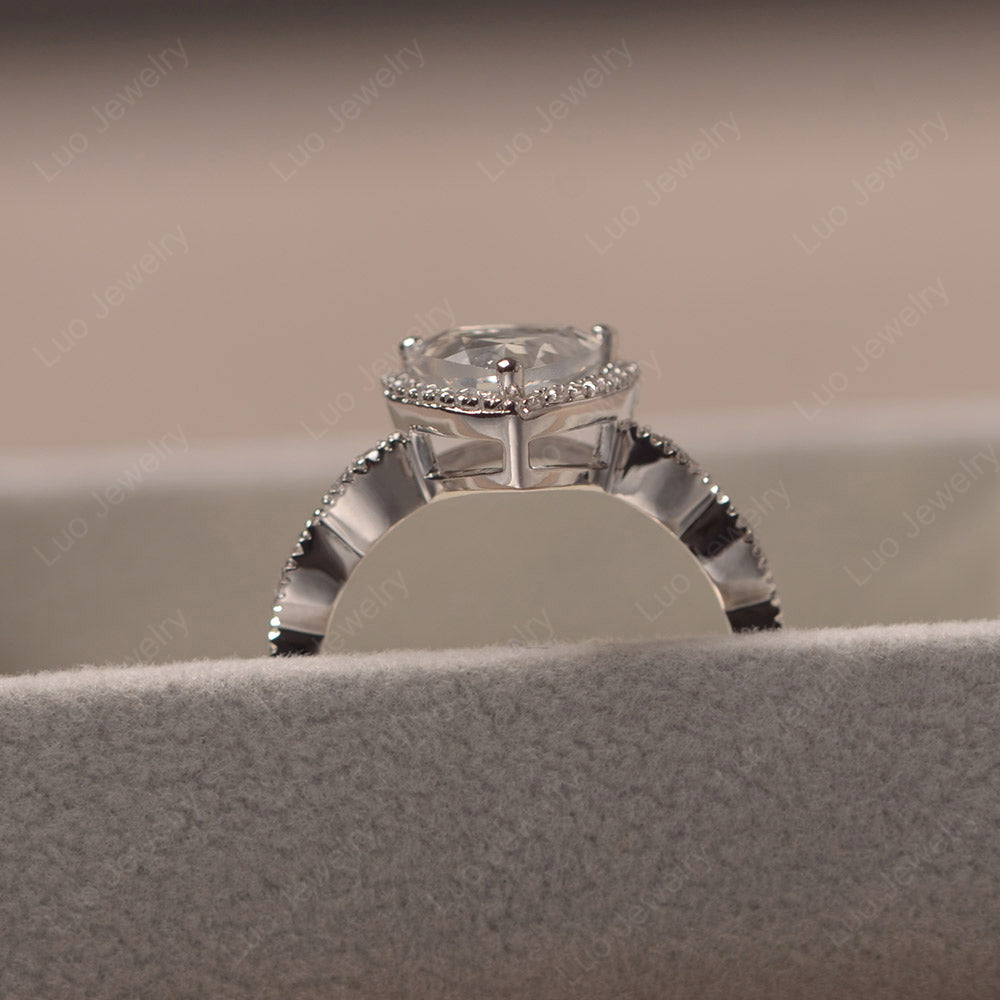Trillion Cut White Topaz Cocktail Halo Ring - LUO Jewelry