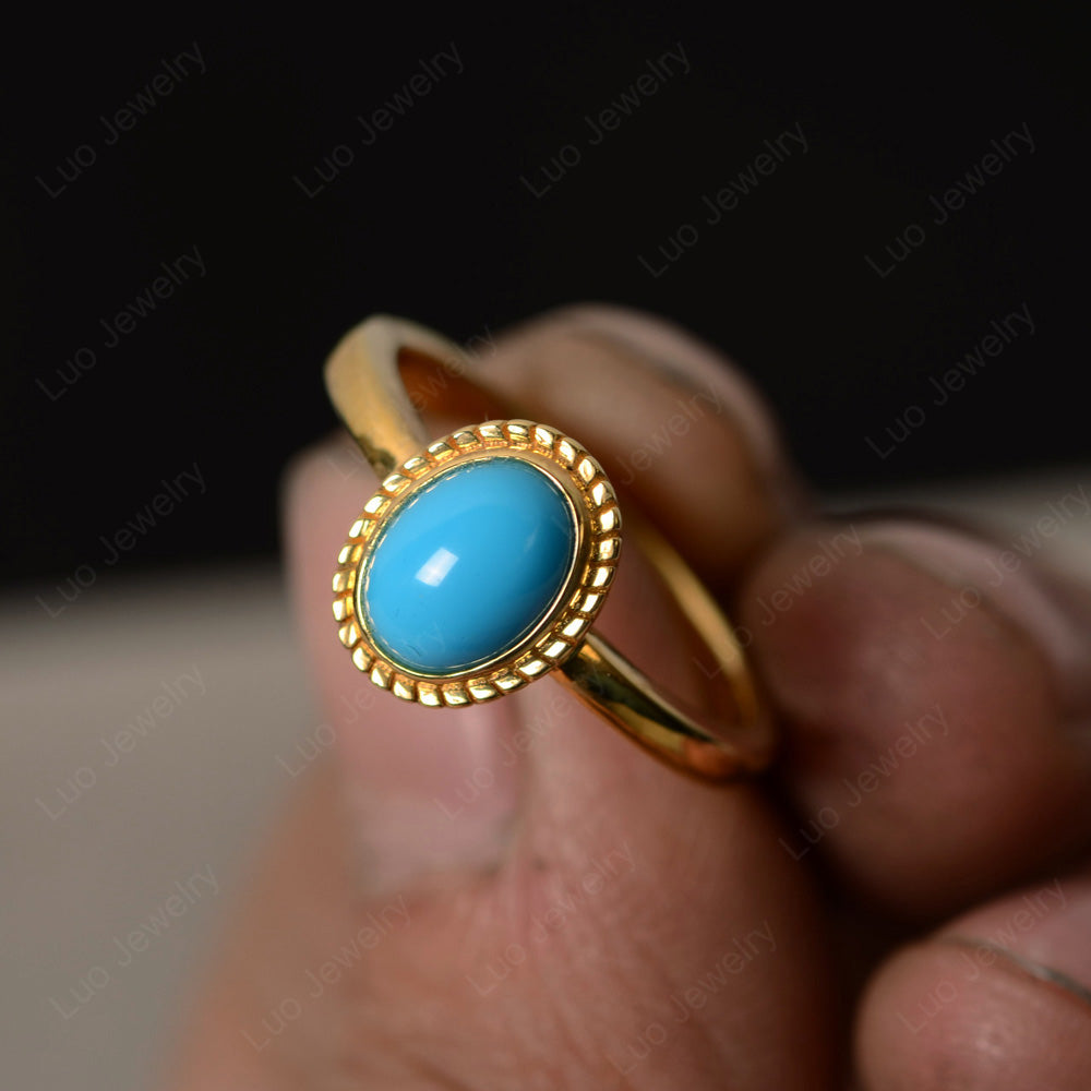 Vintage Oval Turquoise Ring - LUO Jewelry