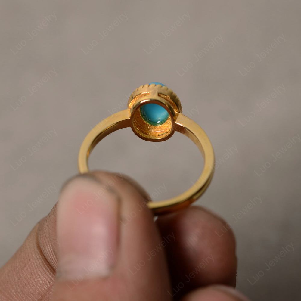 Vintage Oval Turquoise Ring - LUO Jewelry