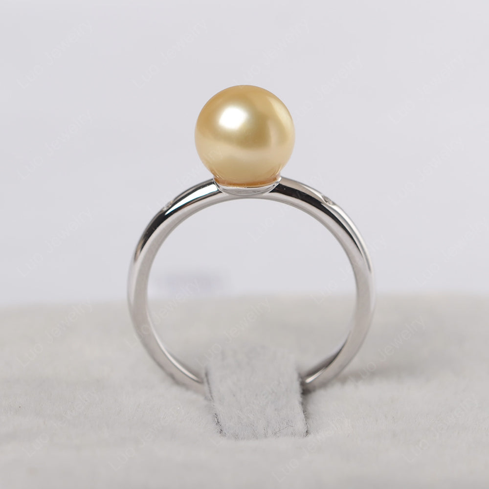 Gold Pearl Engagement Ring White Gold - LUO Jewelry