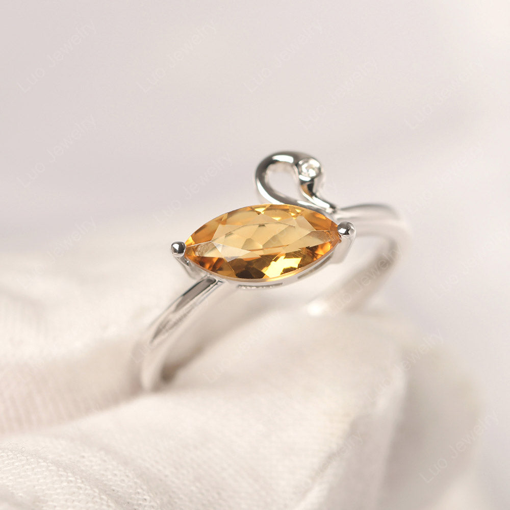 Citrine Ring Swan Engagement Ring - LUO Jewelry