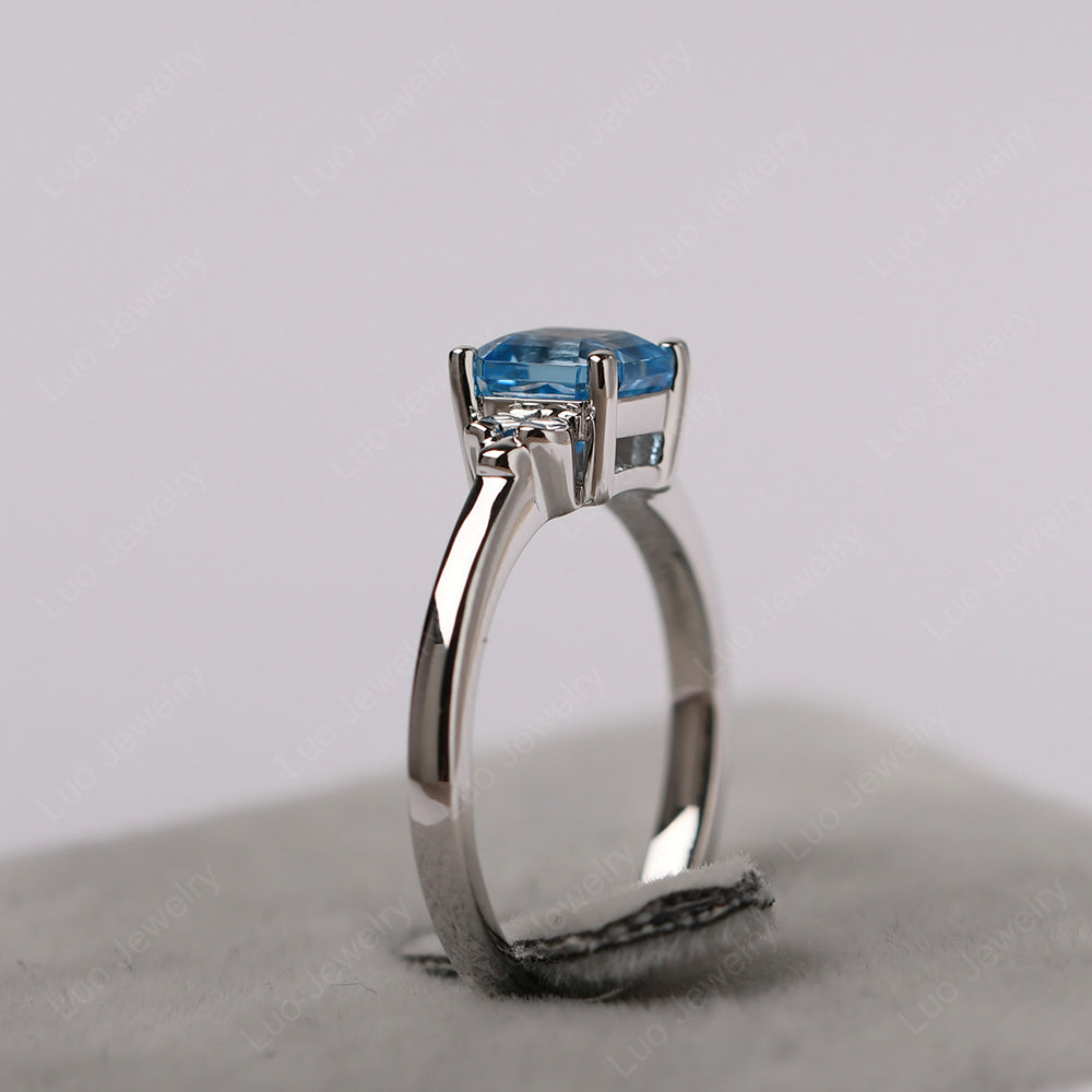Asscher Cut Swiss Blue Topaz Art Deco Solitaire Ring - LUO Jewelry