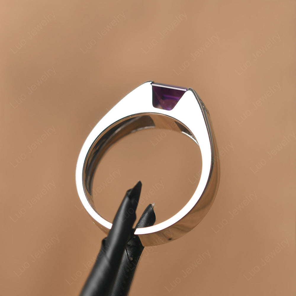 Princess Cut Amethyst Ring for Men - LUO Jewelry