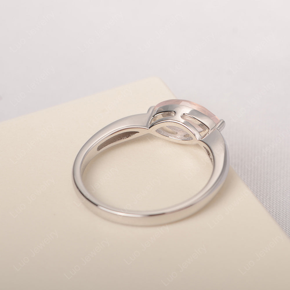 East West Marquise Cut Rose Quartz Solitaire Ring - LUO Jewelry