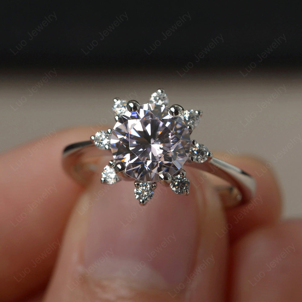 Brilliant Cut Cubic Zirconia Halo Engagement Ring - LUO Jewelry
