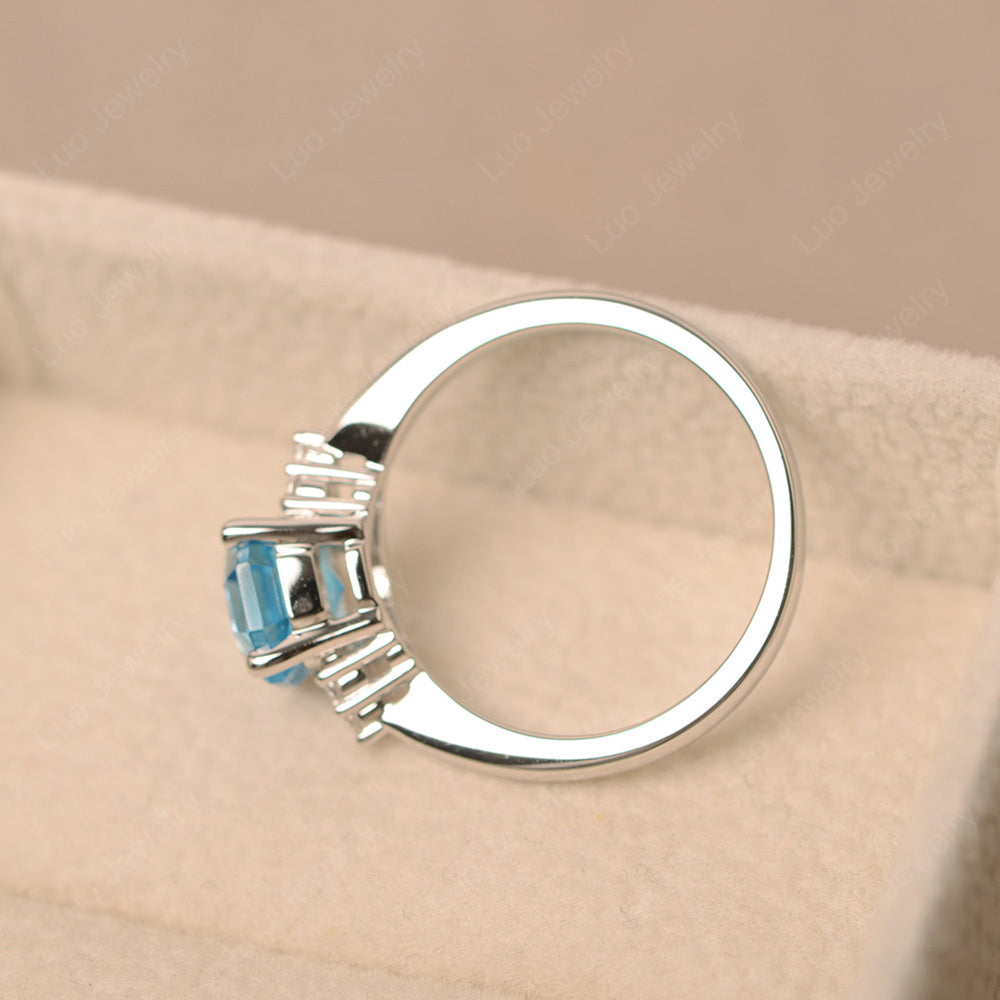 Octagon Cut Swiss Blue Topaz Engagement Ring Gold - LUO Jewelry