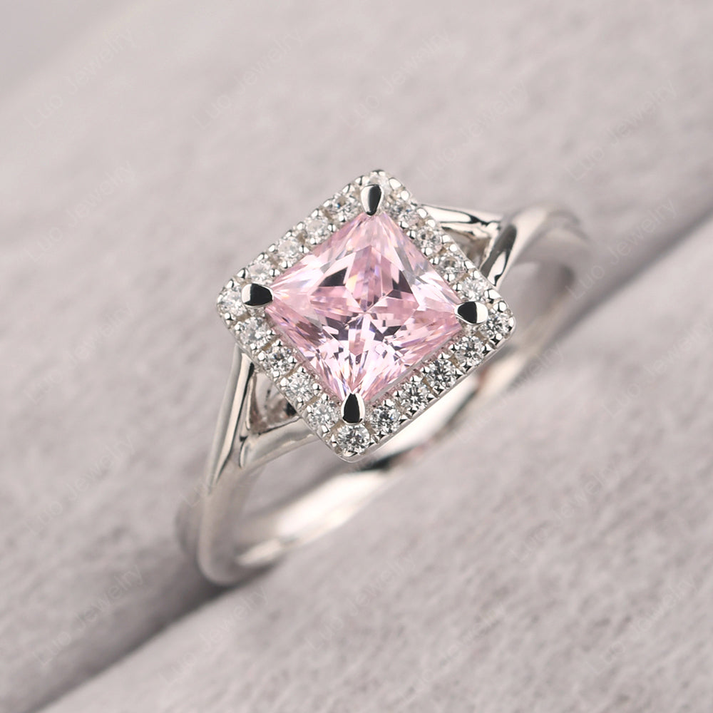 Cubic Zirconia Split Shank Halo Engagement Rings - LUO Jewelry