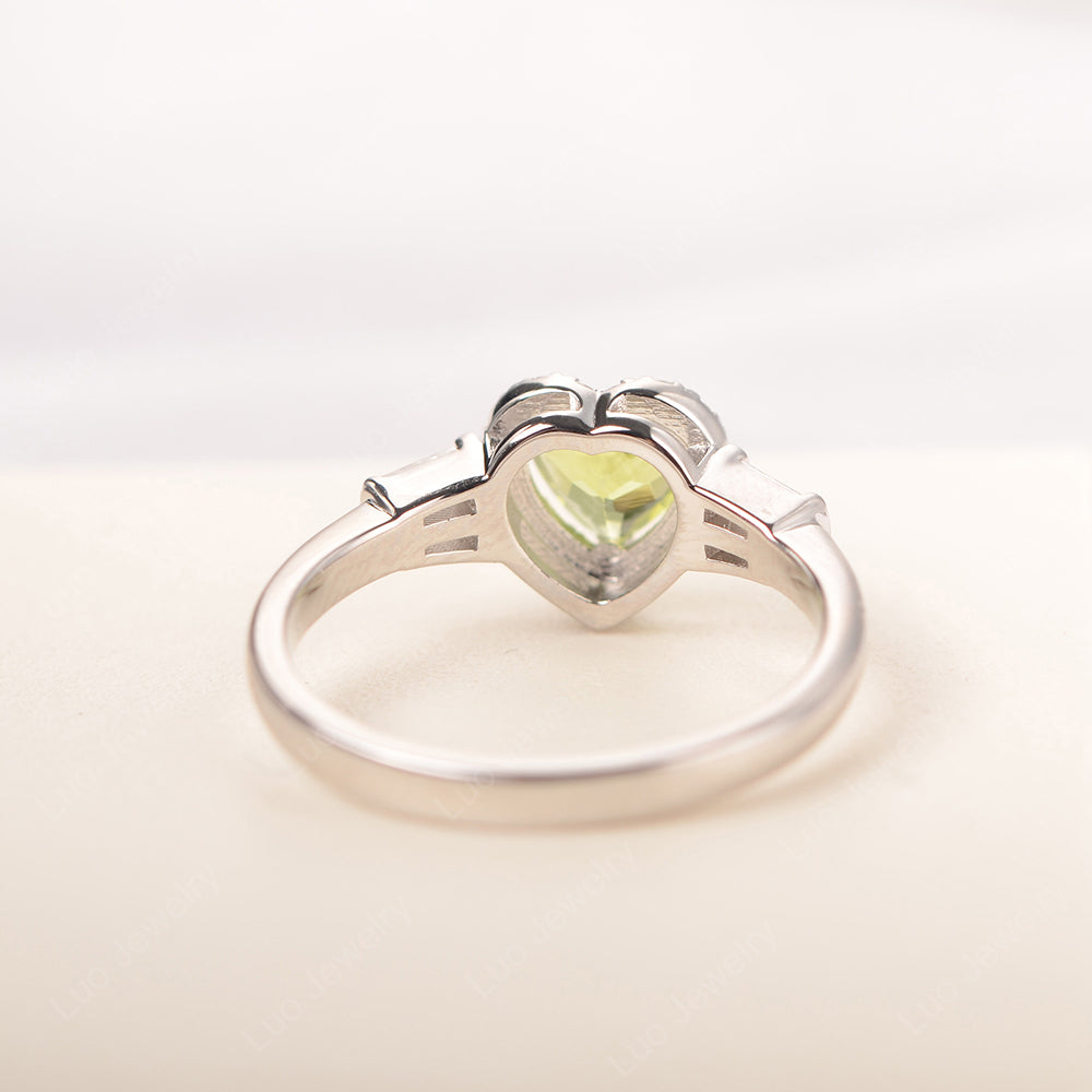 Hear Cut Peridot Halo Wedding Ring Rose Gold - LUO Jewelry