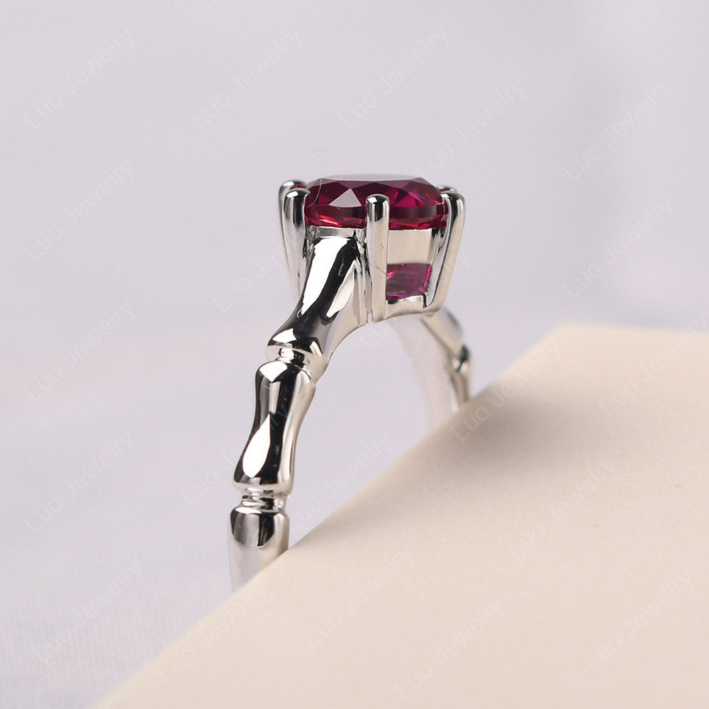Bamboo 6 Prong Ruby Solitaire Ring - LUO Jewelry