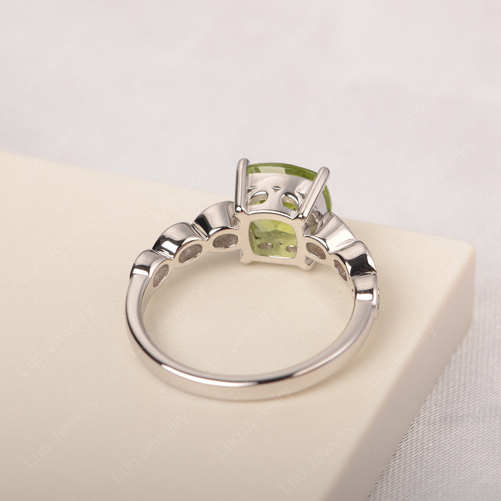 Vintage Peridot Ring Cushion Cut Yellow Gold - LUO Jewelry