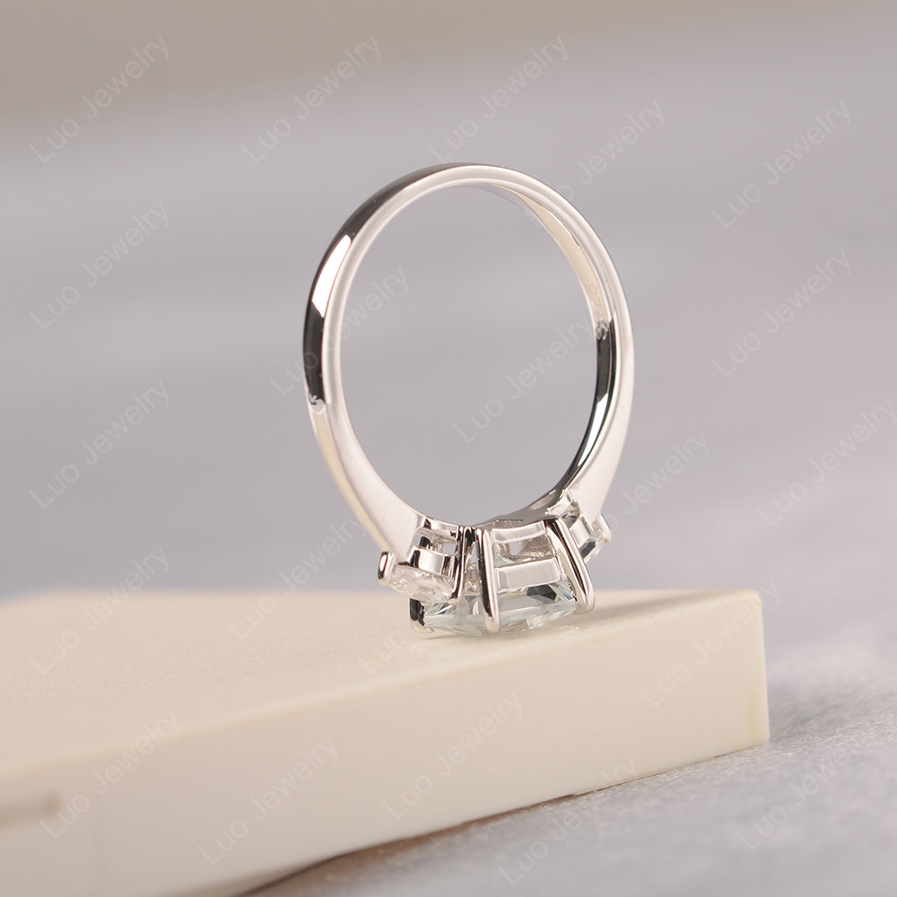 Princess Cut White Topaz Ring With Pear Side Stone - LUO Jewelry