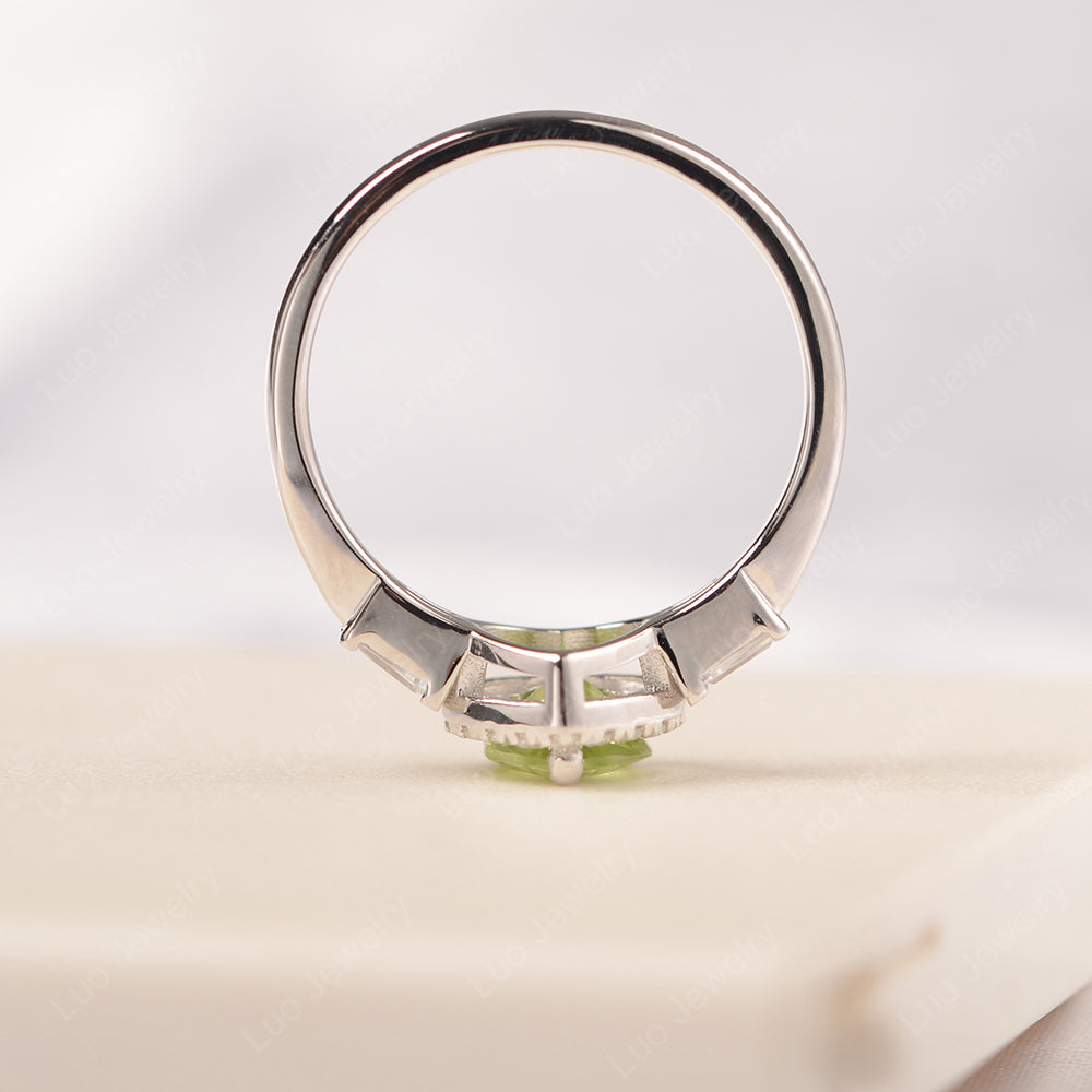 Hear Cut Peridot Halo Wedding Ring Rose Gold - LUO Jewelry