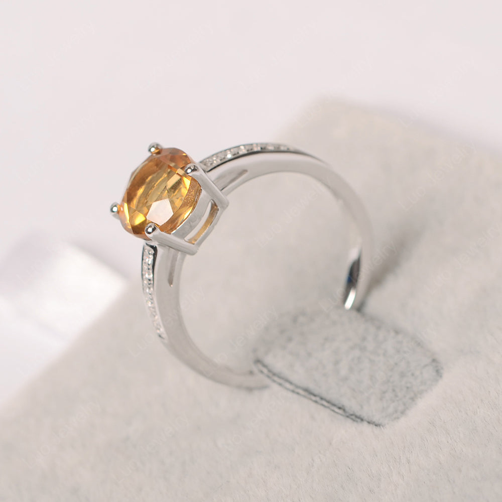 Round Cut Citrine Ring Yellow Gold - LUO Jewelry