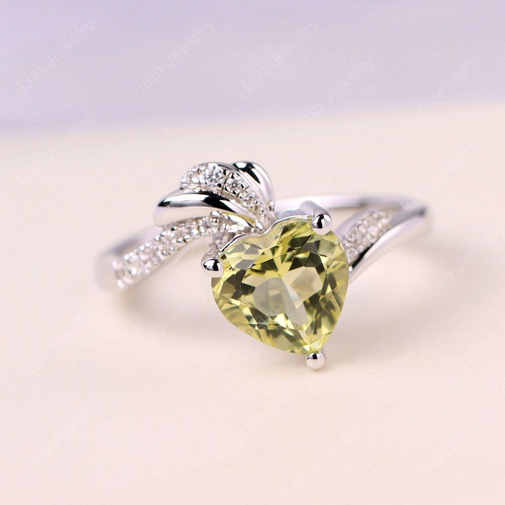 Heart Shaped Lemon Quartz Strawberry Ring