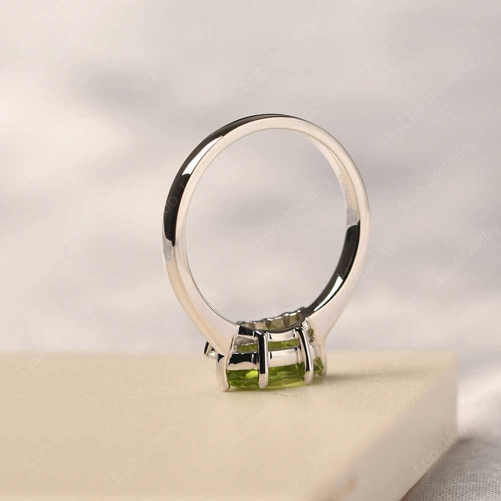 Horizontal Marquise Peridot Ring White Gold - LUO Jewelry