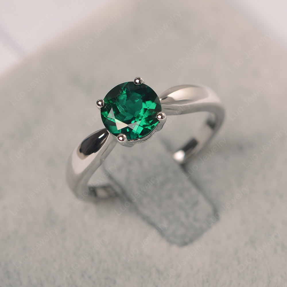 Lab Emerald Solitaire Wedding Ring Yellow Gold - LUO Jewelry