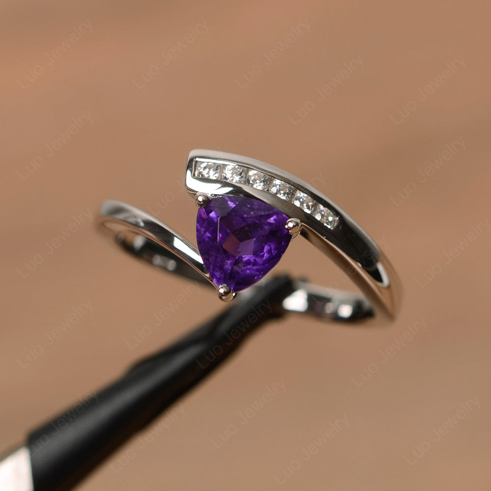Trillion Cut Amethyst Engagement Ring Silver - LUO Jewelry