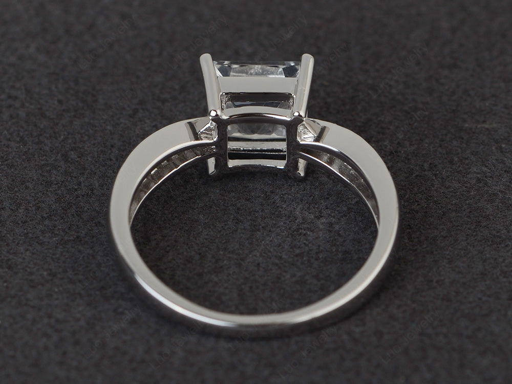 Princess White Topaz Ring Sterling Silver - LUO Jewelry